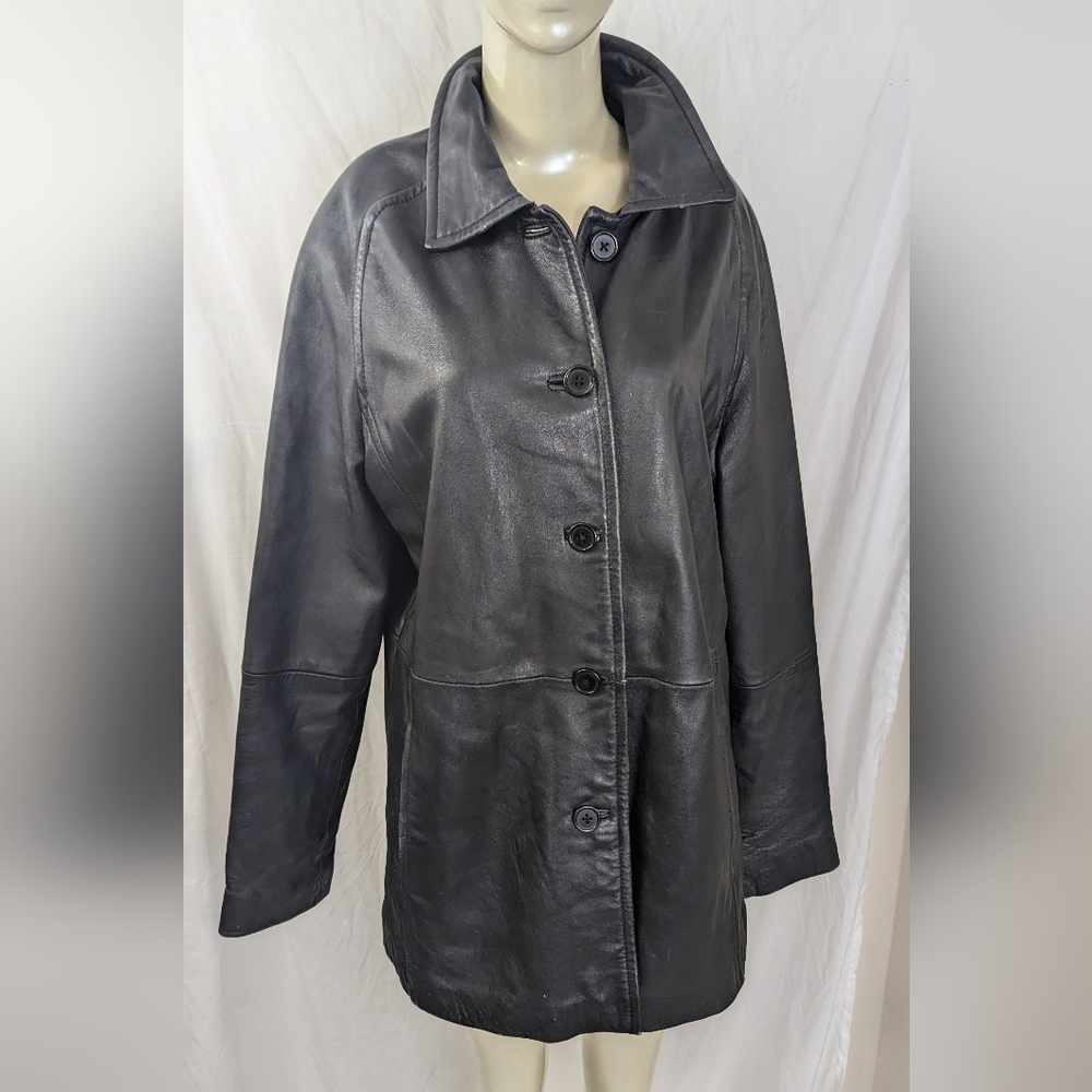 Lambskin Black Leather Jacket Croft & Barrow Size Large